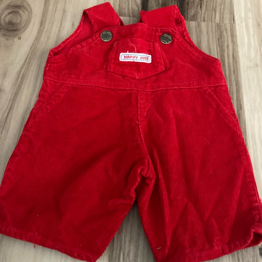VINTAGE Cabbage Patch Doll Happy Kids Red Corded Overalls